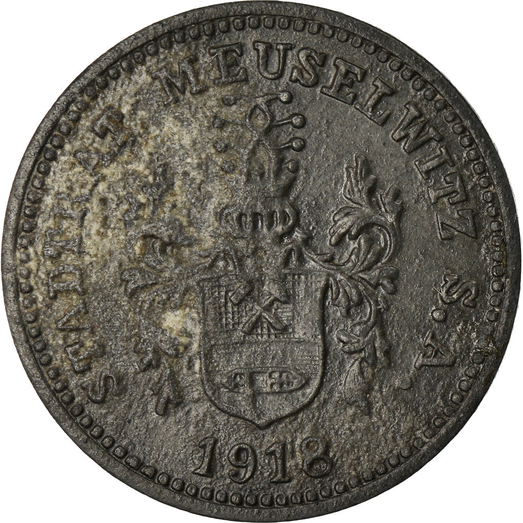 Coin, Germany, Kleingeldersatz, Meuselwitz, 5 Pfennig, 1918, EF(40-45), Zinc