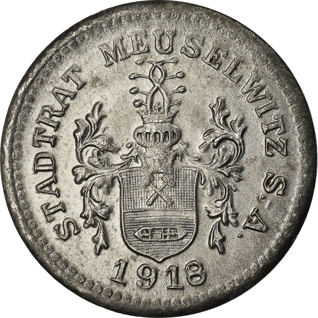 Münze, Deutschland, Kleingeldersatz, Meuselwitz, 10 Pfennig, 1918, VZ, Iron