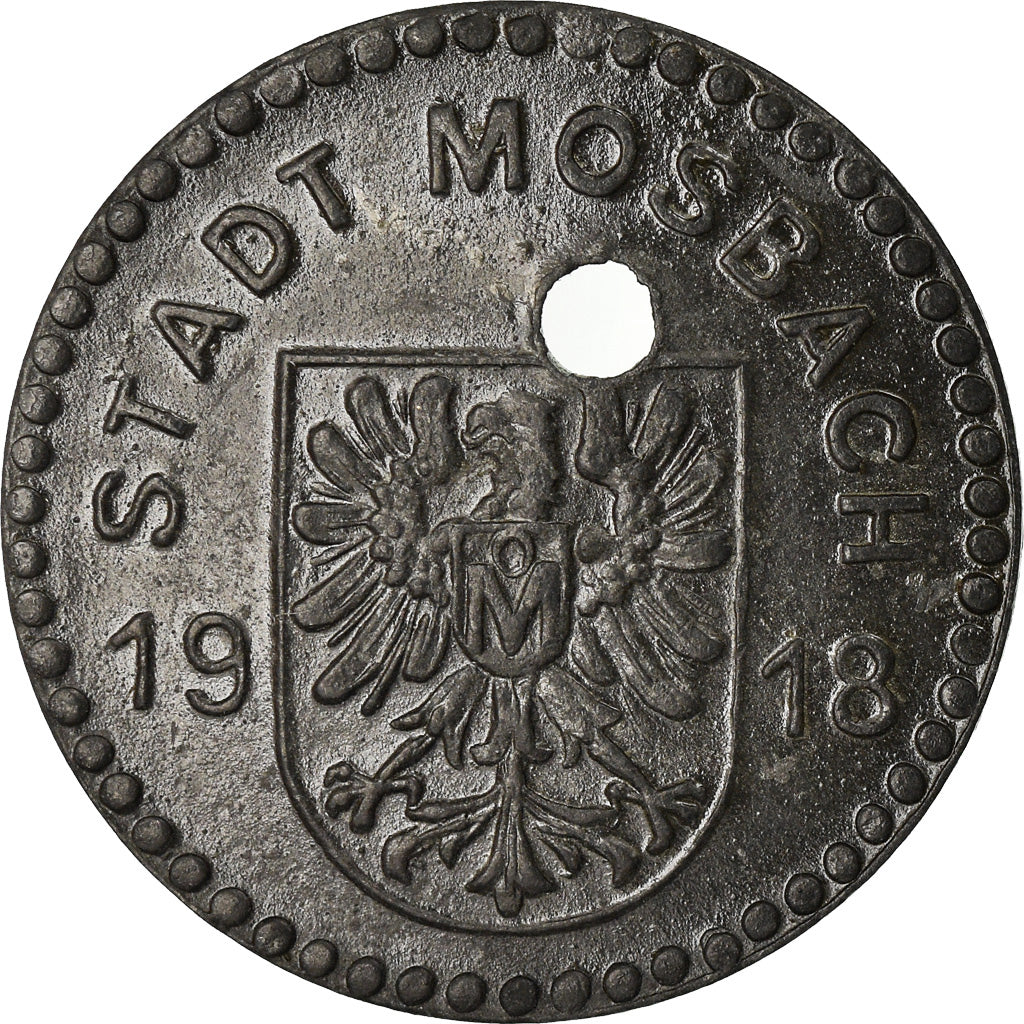Coin, Germany, Kleingeldersatzmarke, Mosbach, 10 Pfennig, AU(50-53), Zinc