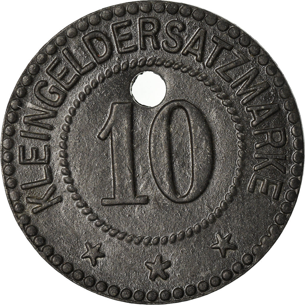 Coin, Germany, Kleingeldersatzmarke, Mosbach, 10 Pfennig, AU(50-53), Zinc