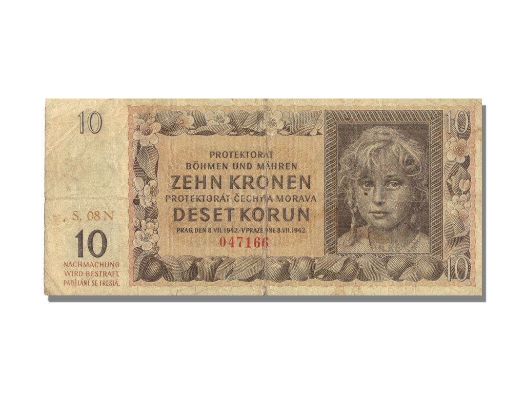 Bohemia and Moravia, 10 Korun, 1942, 1942-07-08, EF(40-45)