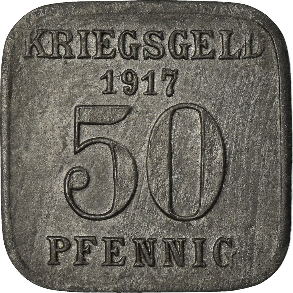 Coin, Germany, Kriegsgeld, Mülheim, 50 Pfennig, 1917, AU(50-53), Zinc