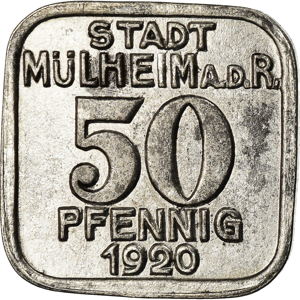 Coin, Germany, Notgeld, Mülheim, 50 Pfennig, 1920, AU(50-53), Iron
