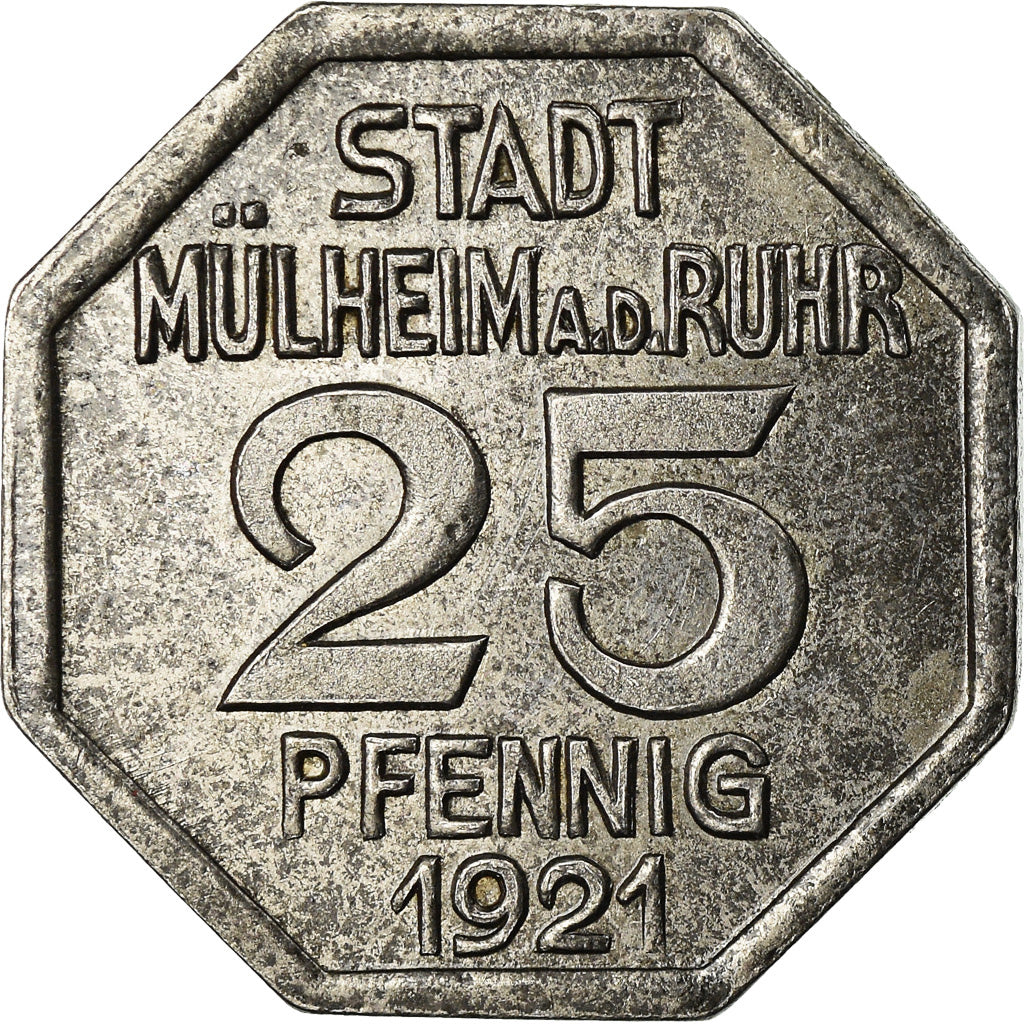 Coin, Germany, Notgeld, Mülheim, 25 Pfennig, 1921, AU(55-58), Iron