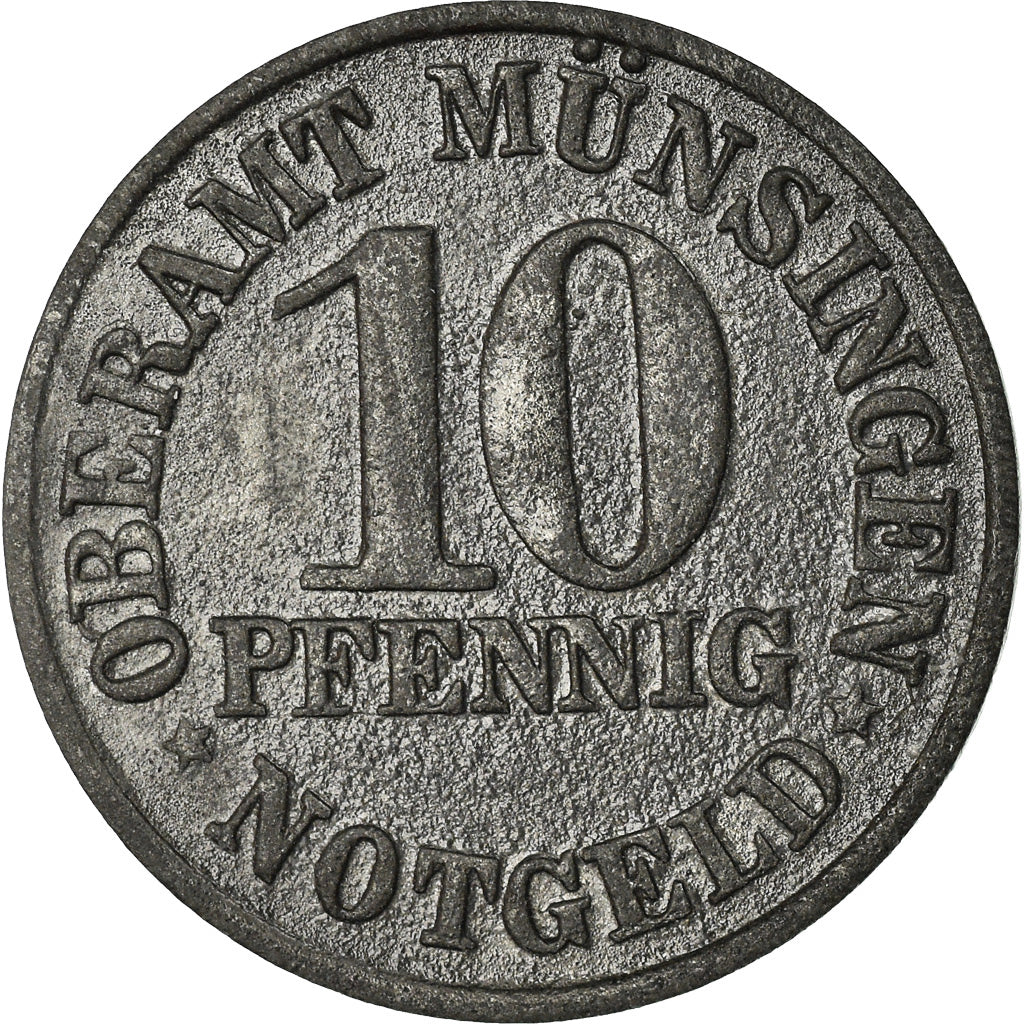 Coin, Germany, Notgeld, Münsingen, 10 Pfennig, 1920, EF(40-45), Zinc