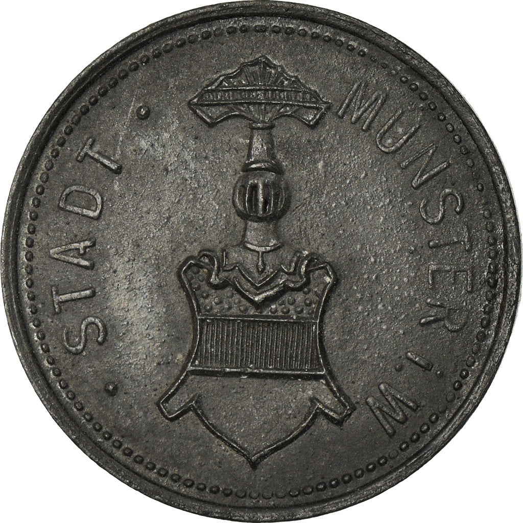 Moneta, Germania, Kriegsgeld, Munster, 10 Pfennig, 1917, BB+, Zinco