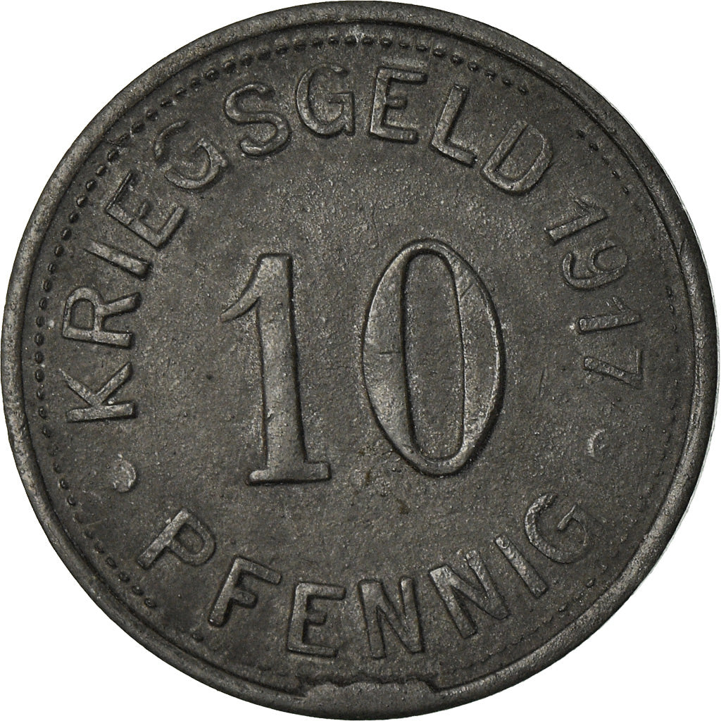 Moneta, Germania, Kriegsgeld, Munster, 10 Pfennig, 1917, BB+, Zinco