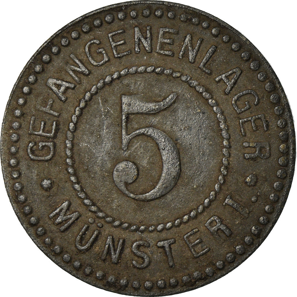 Coin, Germany, Gefangenenlager, Munster, 5 Pfennig, EF(40-45), Zinc