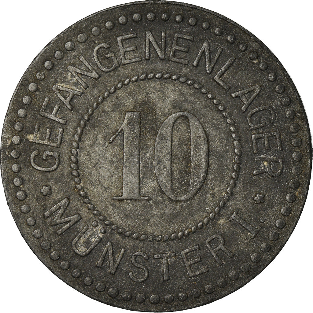 Coin, Germany, Gefangenenlager, Munster, 10 Pfennig, EF(40-45), Zinc