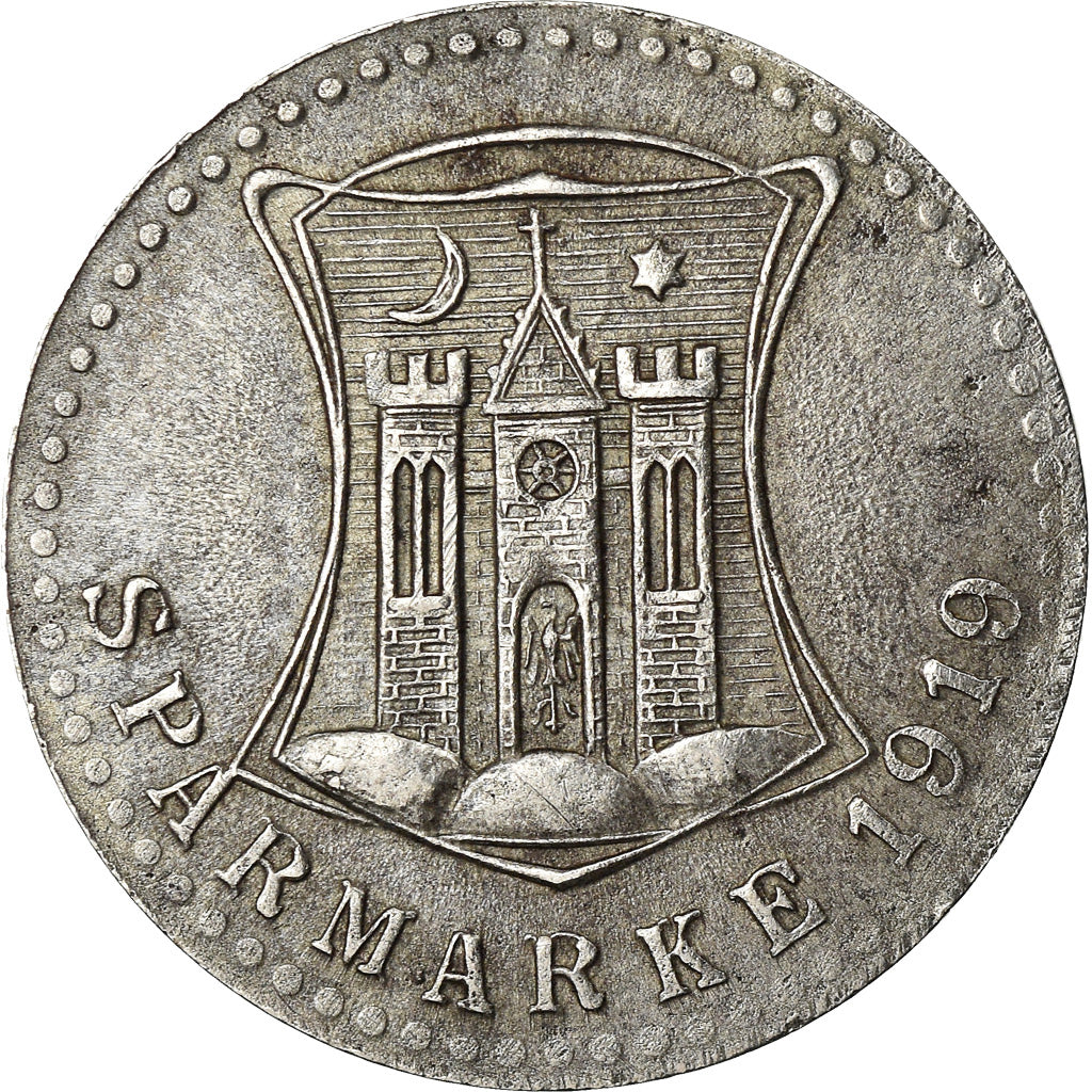 Coin, Germany, Sparmarke, Münsterberg, 10 Pfennig, 1919, AU(50-53), Iron