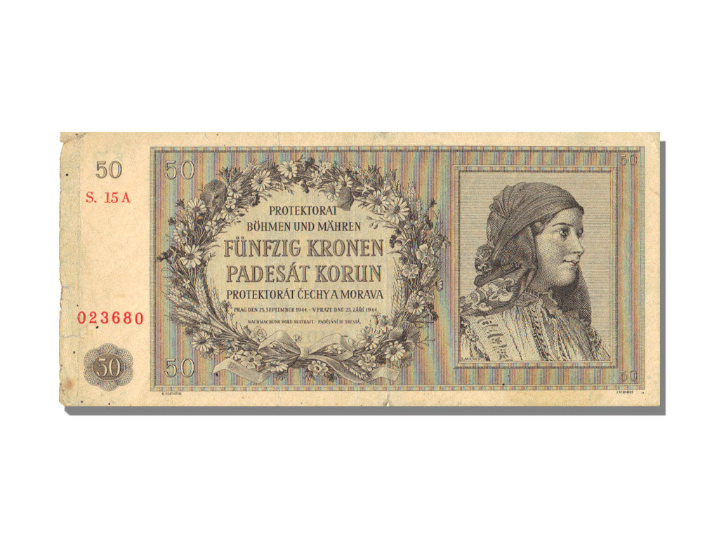 Bohemia and Moravia, 50 Korun, 1944, 1944-09-25, AU(50-53), 15A