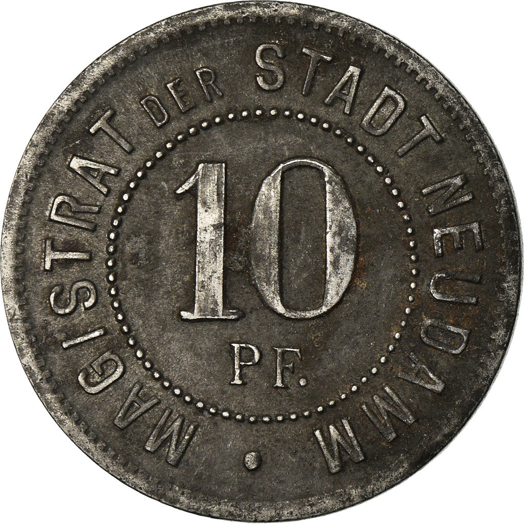 Coin, Germany, Kleingeldersatz, Neudamm, 10 Pfennig, AU(50-53), Iron