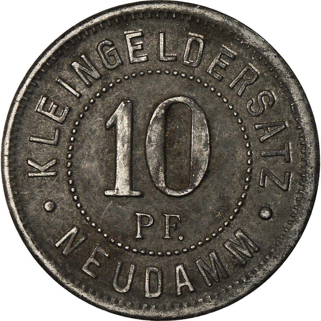 Coin, Germany, Kleingeldersatz, Neudamm, 10 Pfennig, AU(50-53), Iron