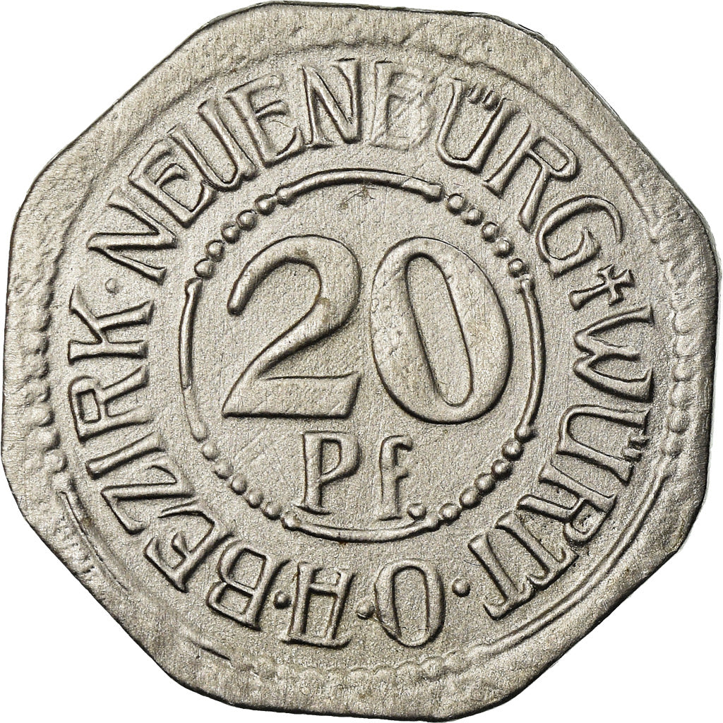 Moneta, Germania, Kriegsgeld, Neuenburg, 20 Pfennig, 1918, BB+, Ferro