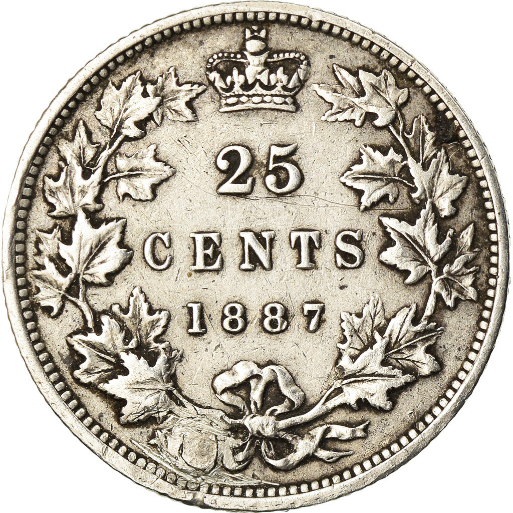 Coin, Canada, Victoria, 25 Cents, 1887, Plugged hole, VF(30-35), Silver, KM:5