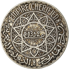 Coin, Morocco, Mohammed V, 5 Francs, AH 1352/1933, Paris, EF(40-45), Silver