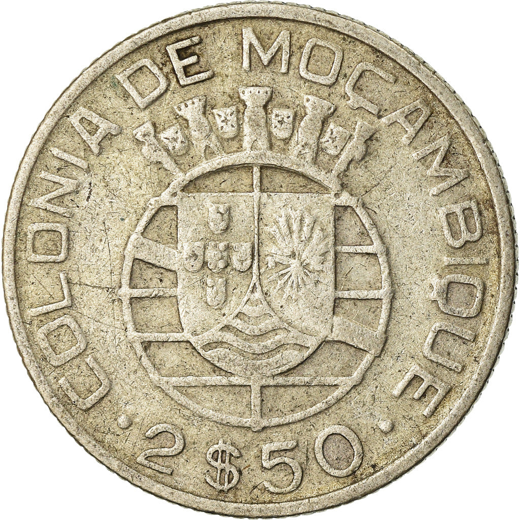 Coin, Mozambique, 2-1/2 Escudos, 1950, VF(30-35), Silver, KM:68