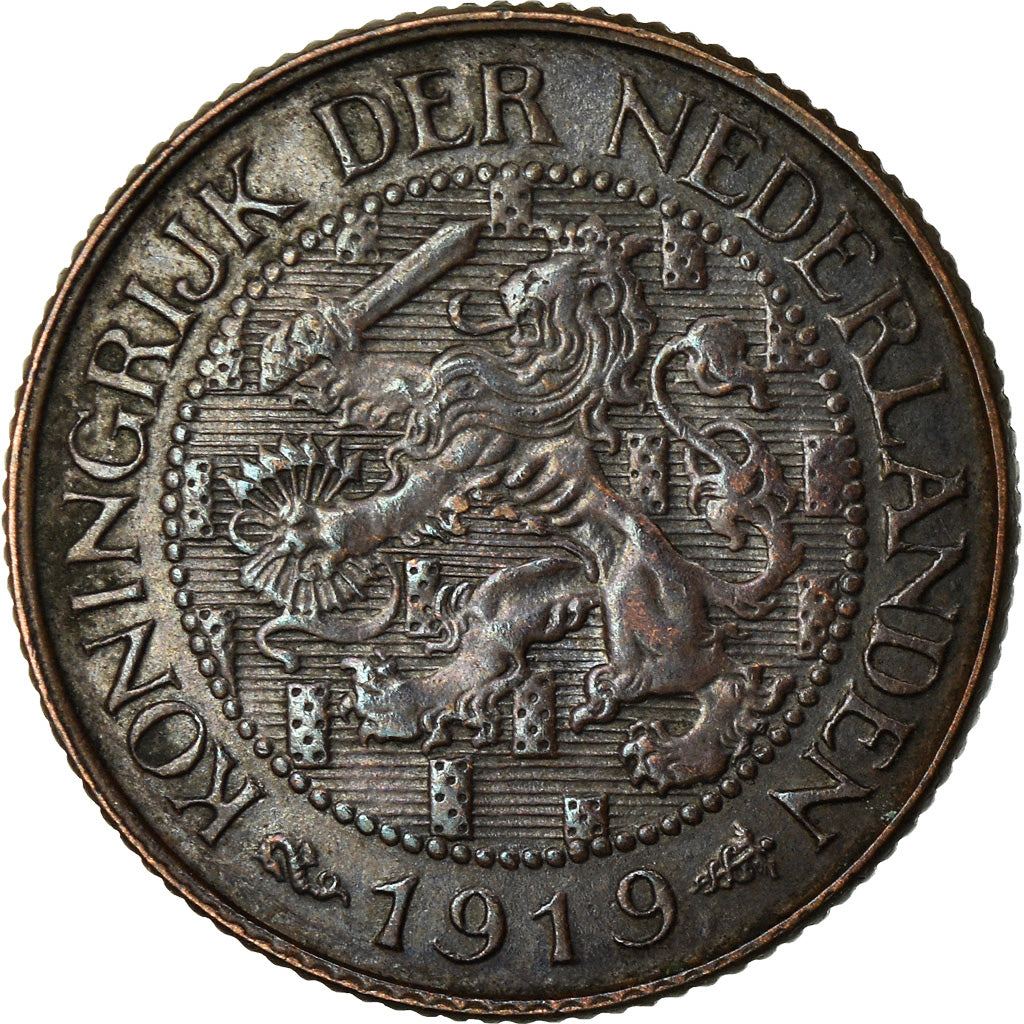 Coin, Netherlands, Wilhelmina I, Cent, 1919, AU(50-53), Bronze, KM:152