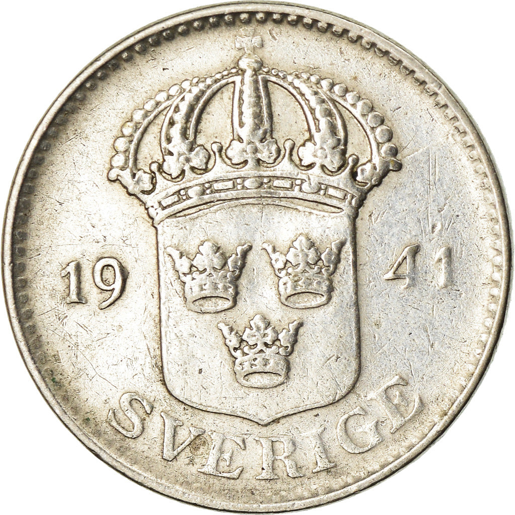 Coin, Sweden, Gustaf V, 25 Öre, 1941, EF(40-45), Silver, KM:785