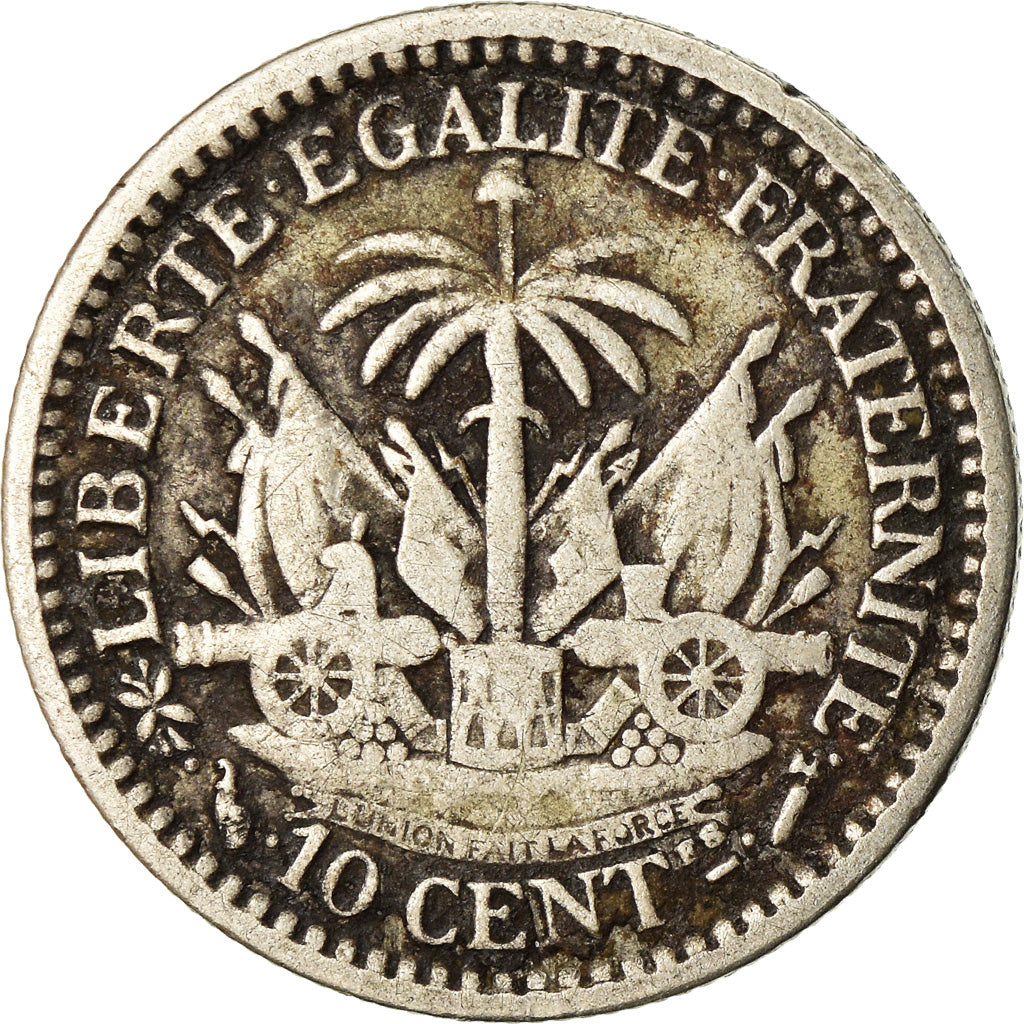 Coin, Haiti, 10 Centimes, 1882, VF(30-35), Silver, KM:44