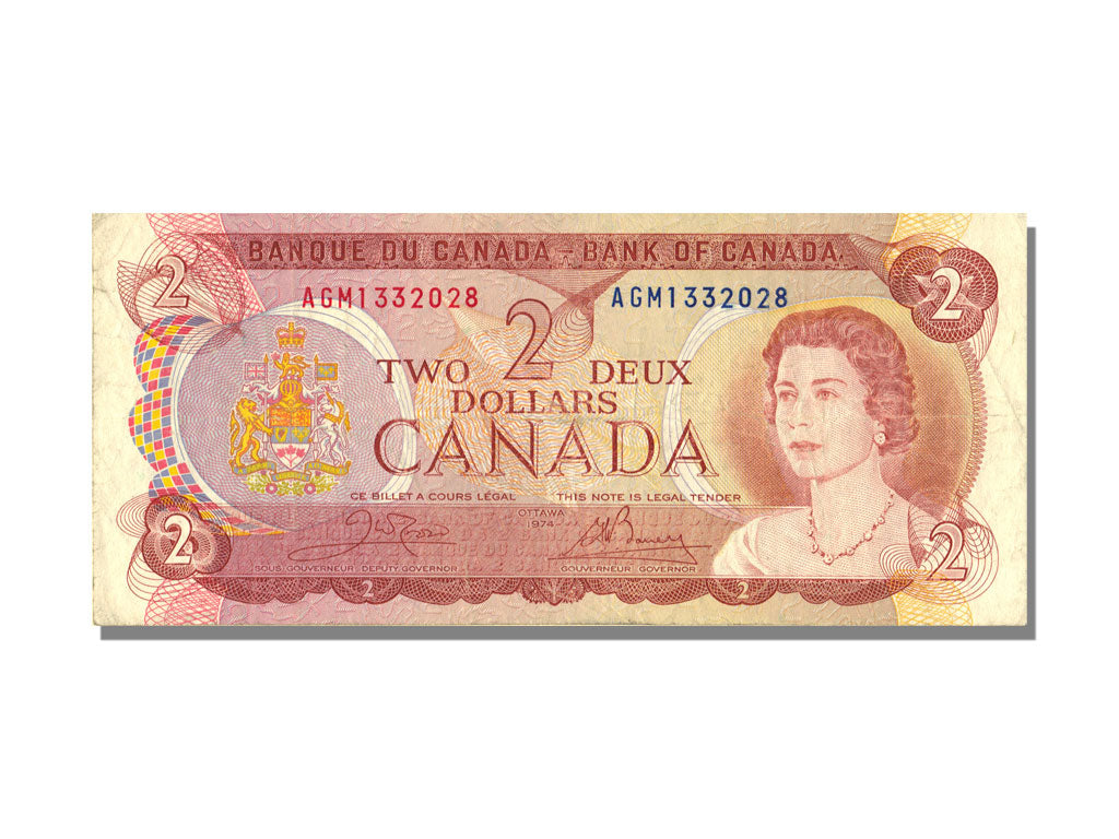 Canada, 2 Dollars, 1974, KM #86b, AU(50-53), AGM