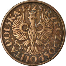 Moneda, Polonia, 2 Grosze, 1928, Warsaw, MBC, Bronce, KM:9a