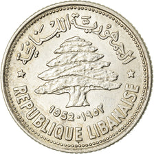 Coin, Lebanon, 50 Piastres, 1952, Utrecht, AU(50-53), Silver, KM:17