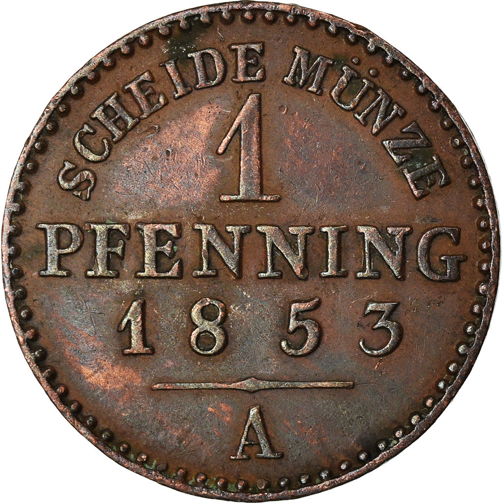 Coin, German States, PRUSSIA, Friedrich Wilhelm IV, Pfennig, 1853, EF(40-45)