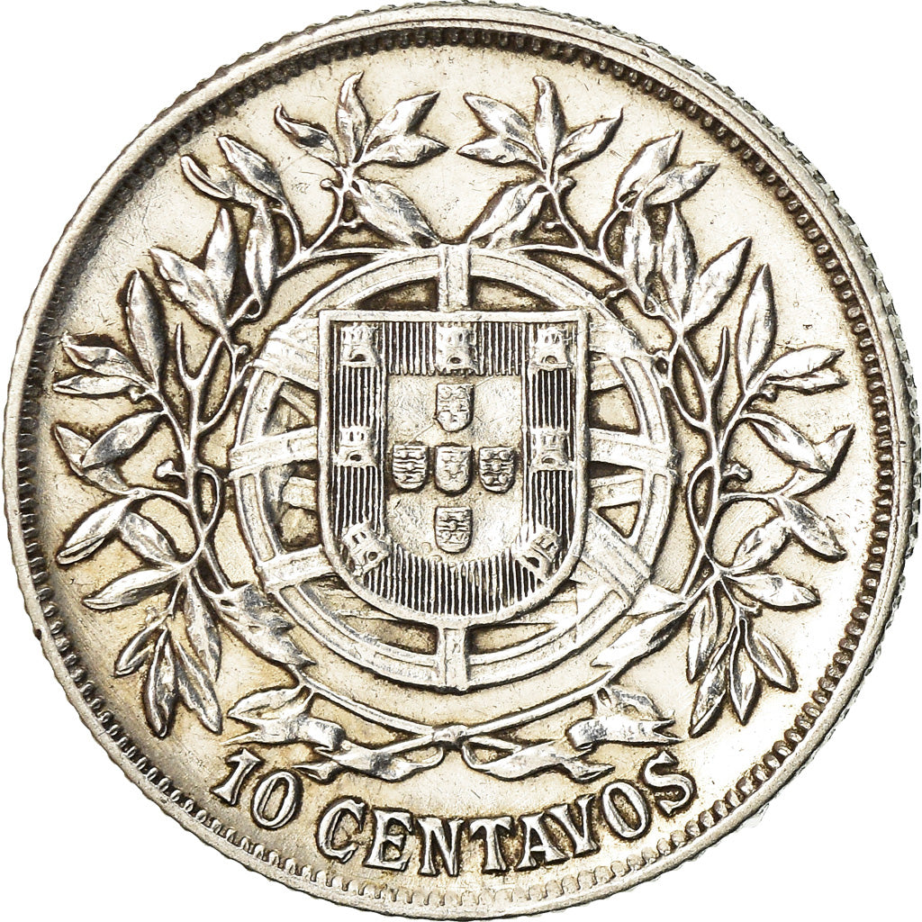 Coin, Portugal, 10 Centavos, 1915, EF(40-45), Silver, KM:563