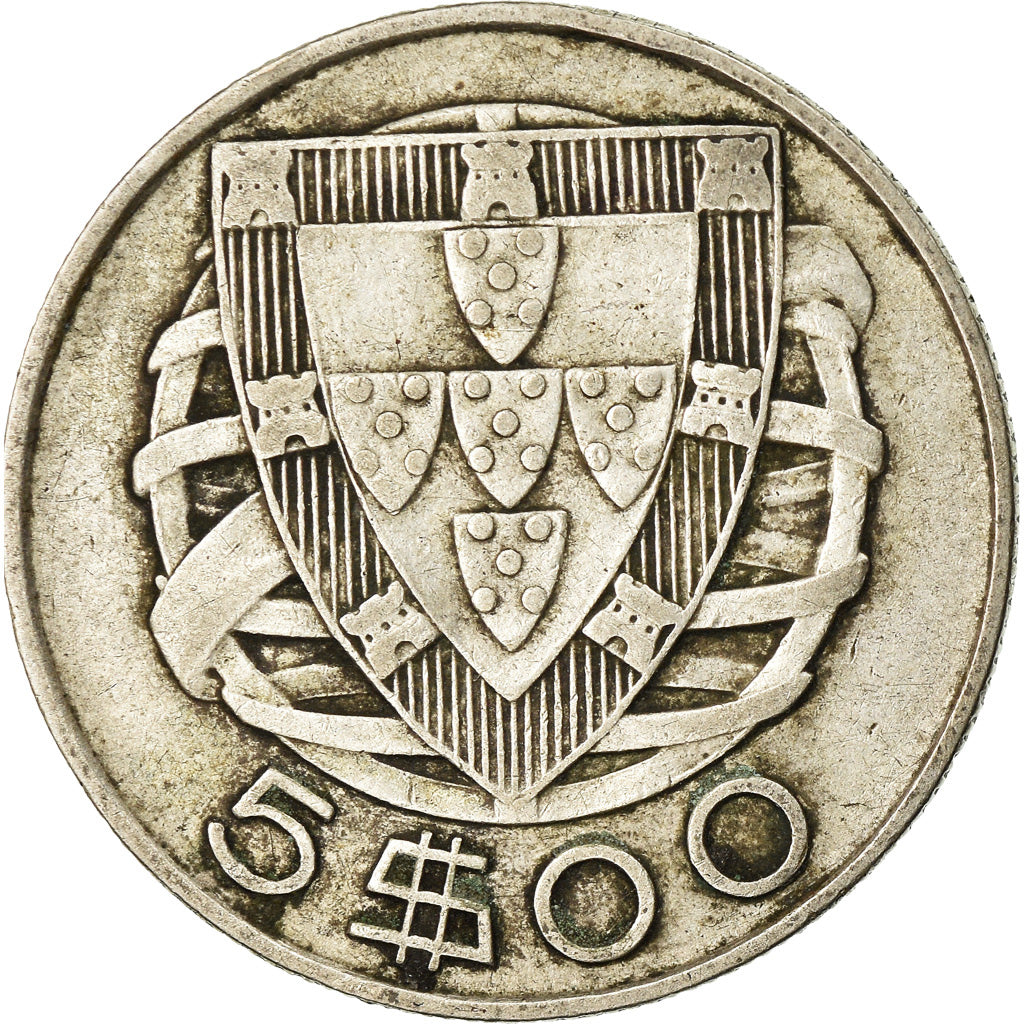 Coin, Portugal, 5 Escudos, 1943, EF(40-45), Silver, KM:581