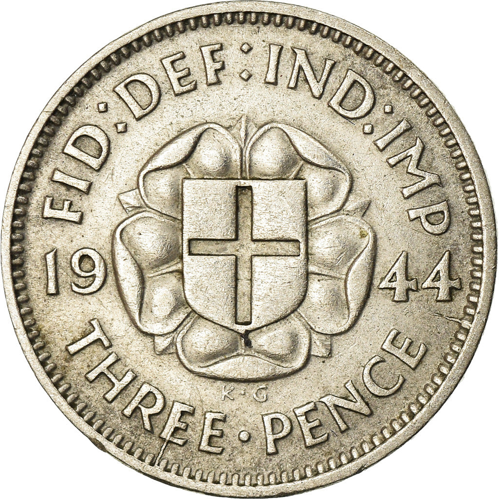 Coin, Great Britain, George VI, 3 Pence, 1944, EF(40-45), Silver, KM:848