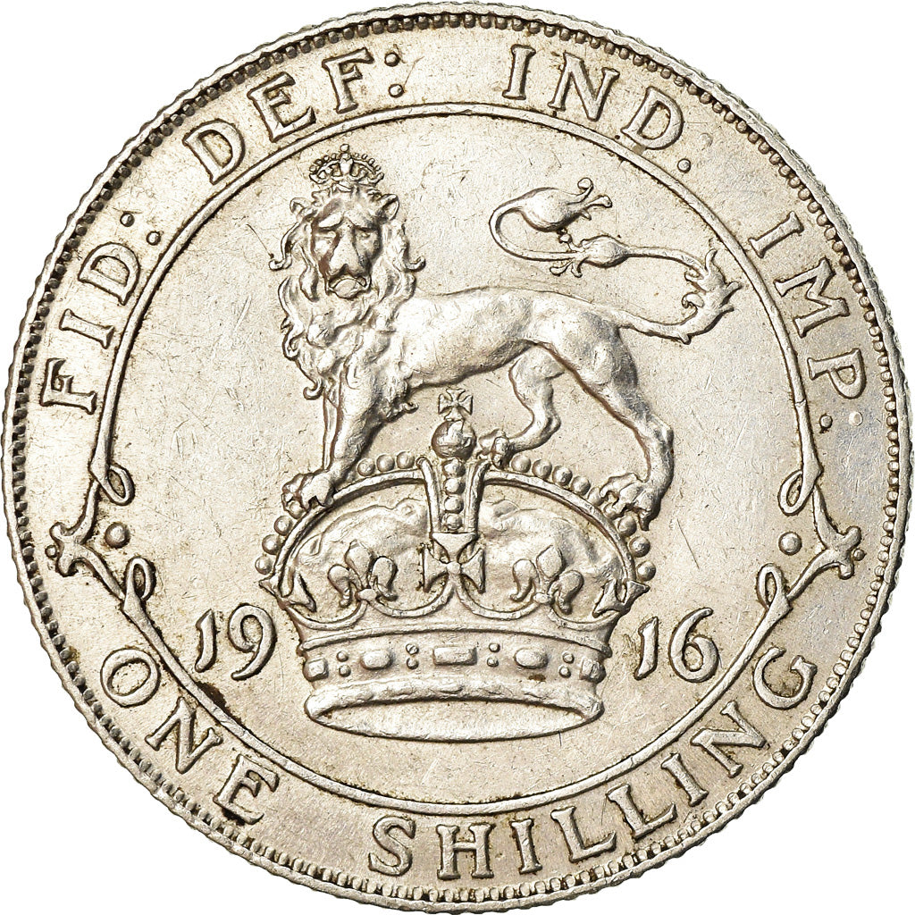 Coin, Great Britain, George V, Shilling, 1916, AU(50-53), Silver, KM:816