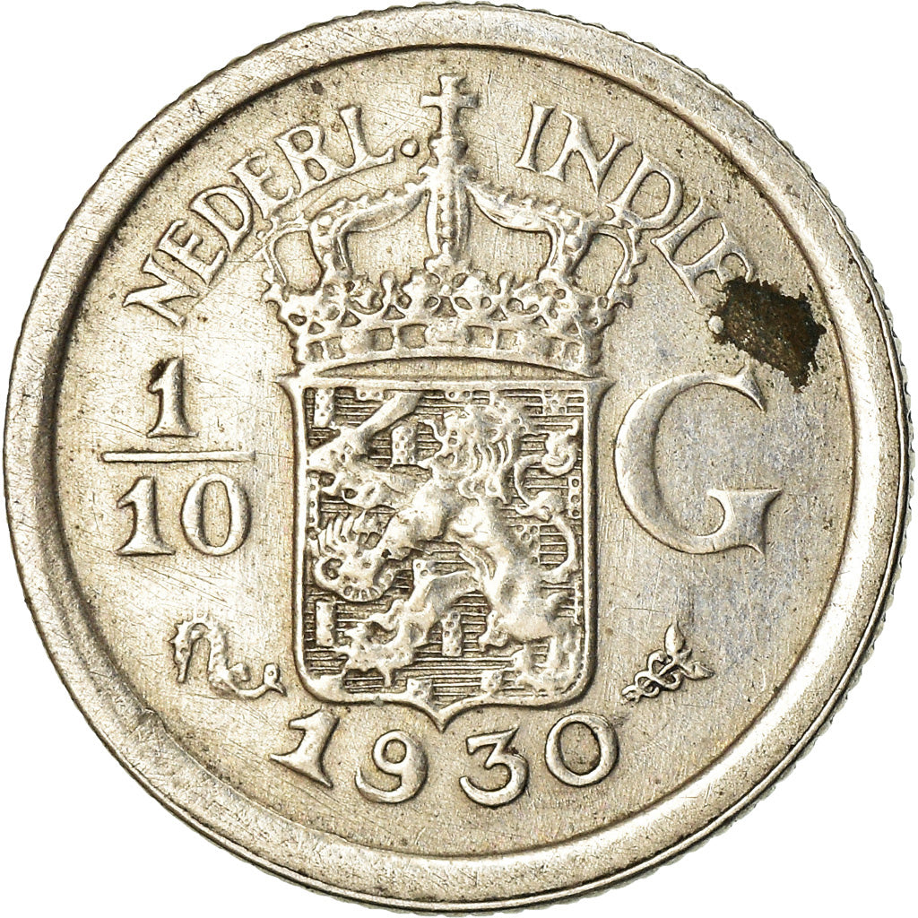 Coin, NETHERLANDS EAST INDIES, Wilhelmina I, 1/10 Gulden, 1930, Utrecht
