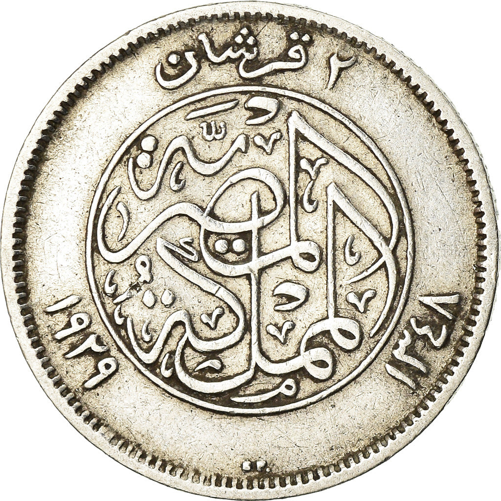 Coin, Egypt, Fuad I, 2 Piastres, 1929/AH1348, British Royal Mint, VF(20-25)
