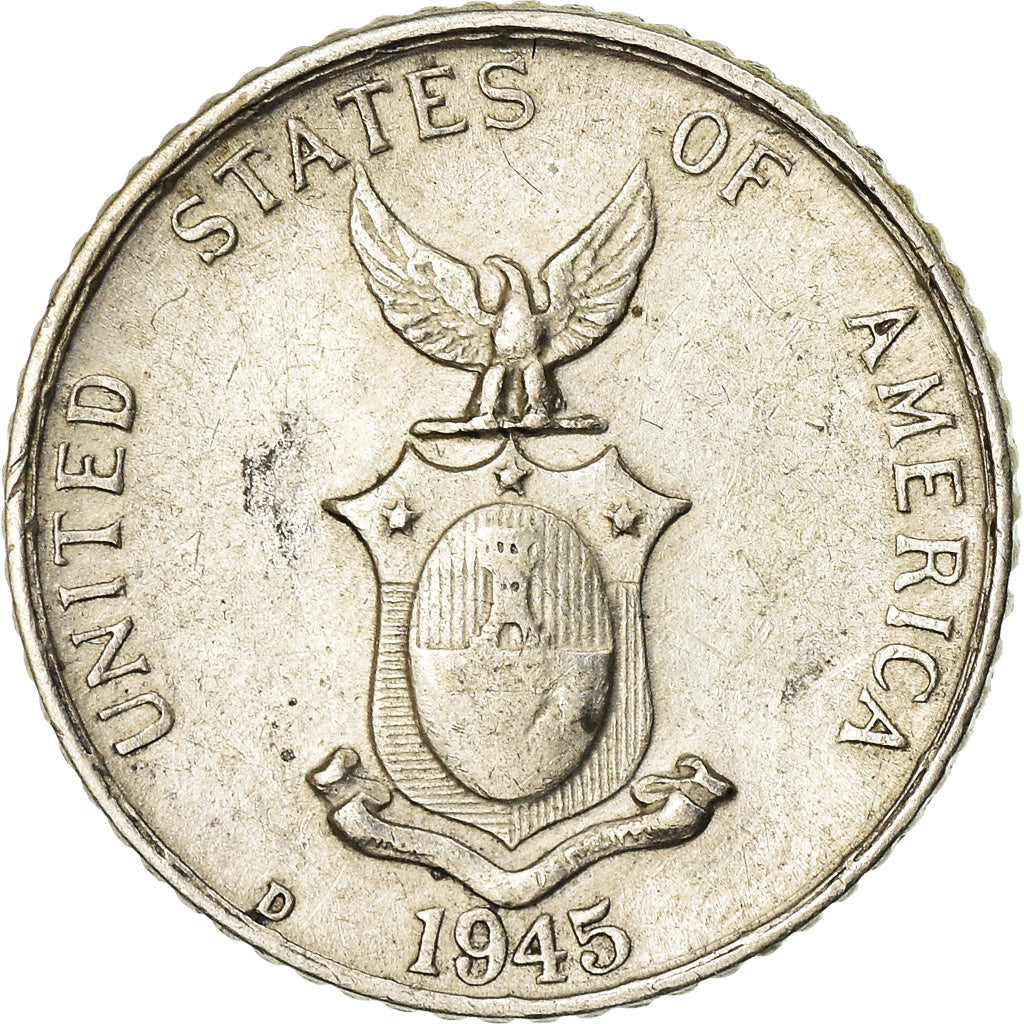 Moneda, Filipinas, 10 Centavos, 1945, MBC, Plata, KM:181