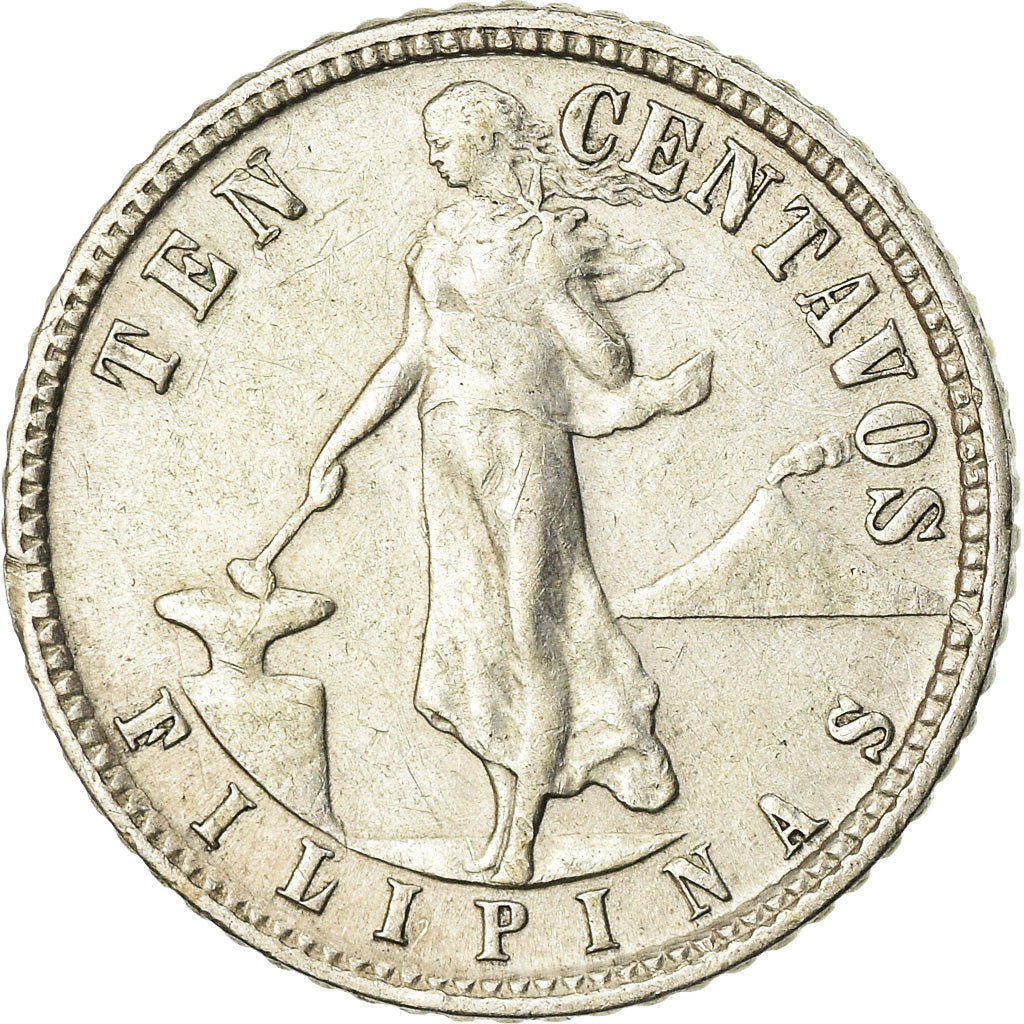 Moneda, Filipinas, 10 Centavos, 1945, MBC, Plata, KM:181