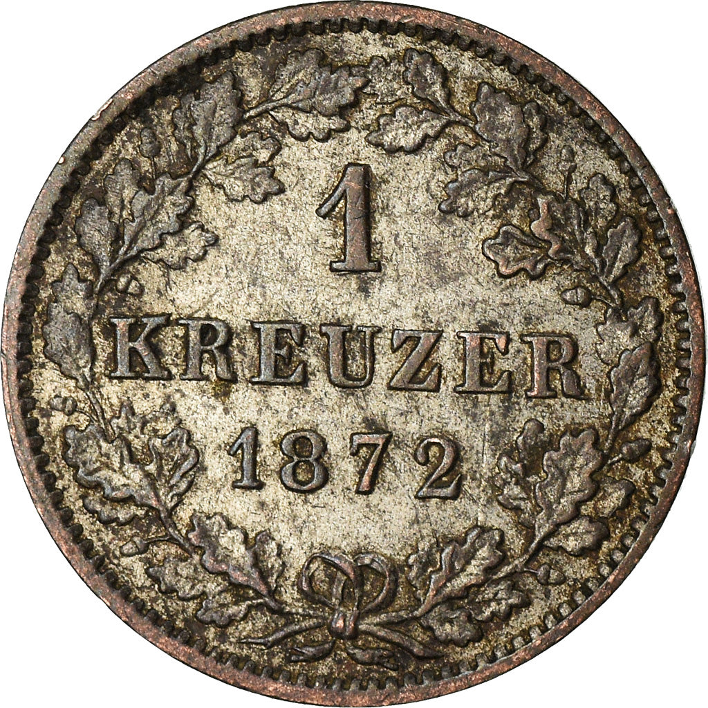 Coin, German States, WURTTEMBERG, Karl I, Kreuzer, 1872, EF(40-45), Silver