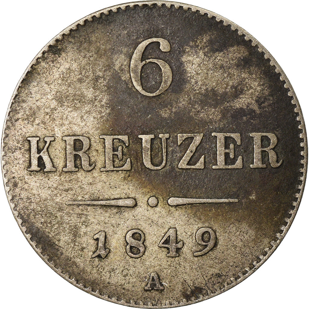 Coin, Austria, Franz Joseph I, 6 Kreuzer, 1849, EF(40-45), Silver, KM:2200