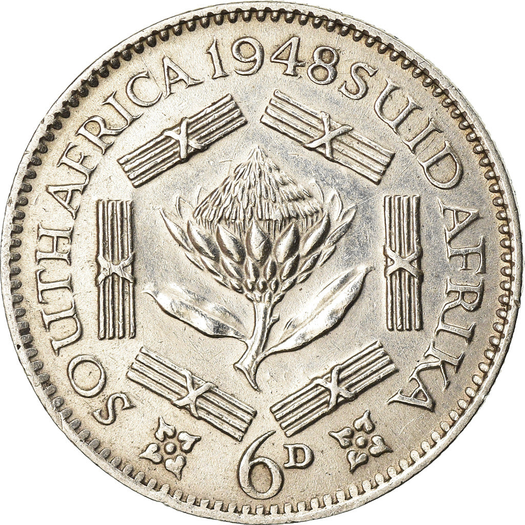 Moneta, Sudafrica, George VI, 6 Pence, 1948, SPL-, Argento, KM:36.1