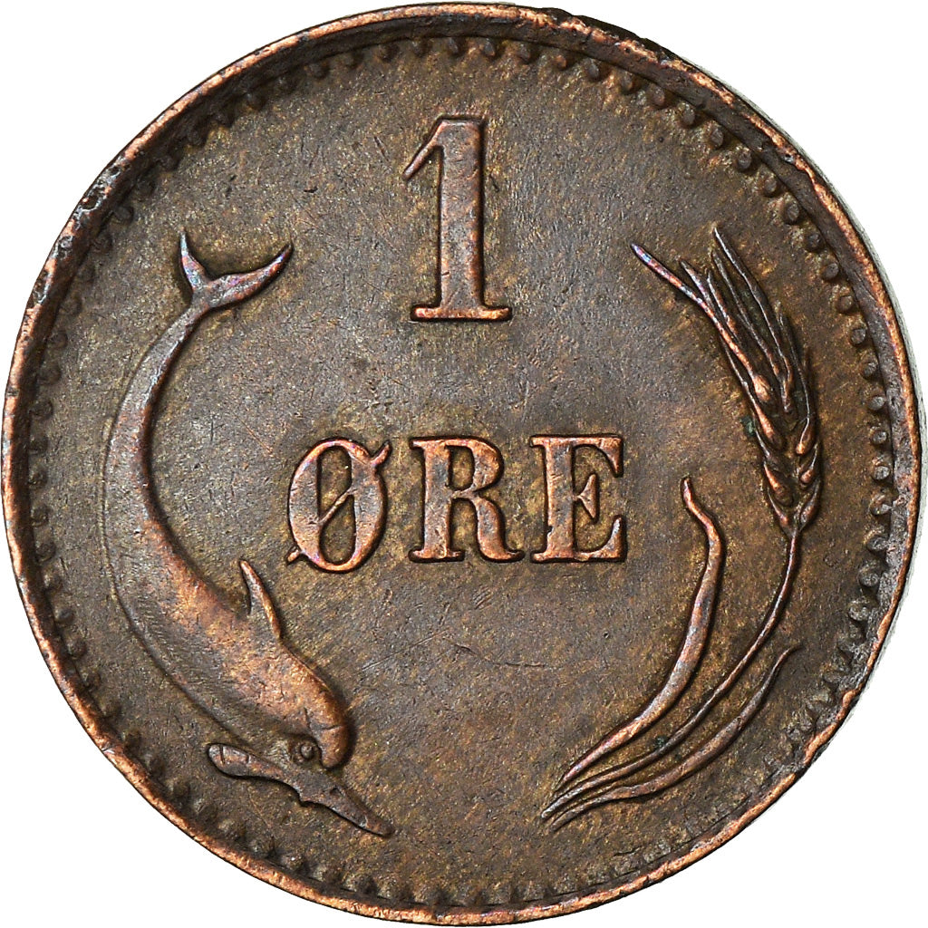 Moneda, Dinamarca, Christian IX, Ore, 1874, MBC+, Bronce, KM:792.1