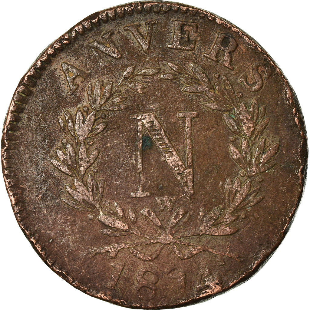 Coin, France, 10 Centimes, 1814, Anvers, VF(20-25), Bronze, Gadoury:191c