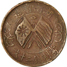 Moneda, China, HUNAN PROVINCE, 20 Cash, 1919, BC+, Cobre, KM:400.2