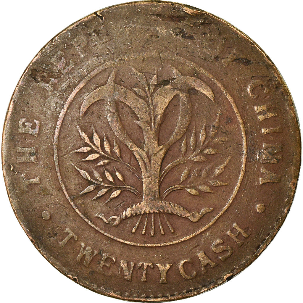 Moneda, China, HUNAN PROVINCE, 20 Cash, 1919, BC+, Cobre, KM:400.2