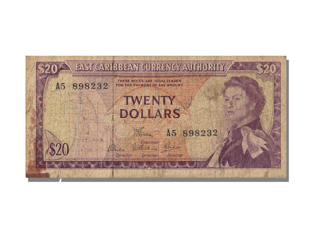 East Caribbean States, 20 Dollars, KM #15e, VF(20-25), A5