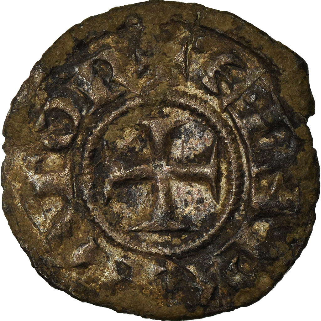 Coin, Italy, SICILY, Enrico VI, Denaro, 1194-1197, Messina, VF(30-35), Billon