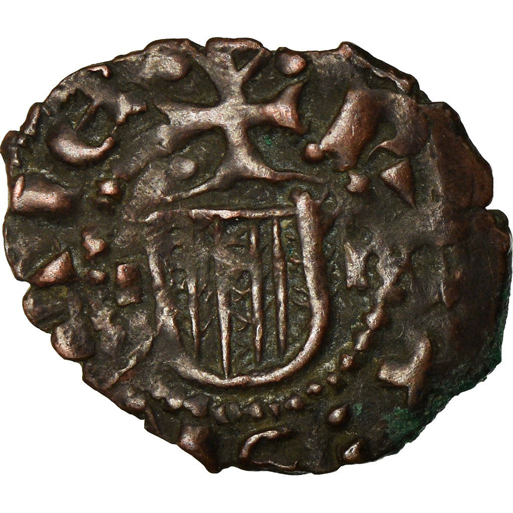 Coin, Italy, SICILY, Alfonso IV, Denaro, 1416-1458, VF(30-35), Billon
