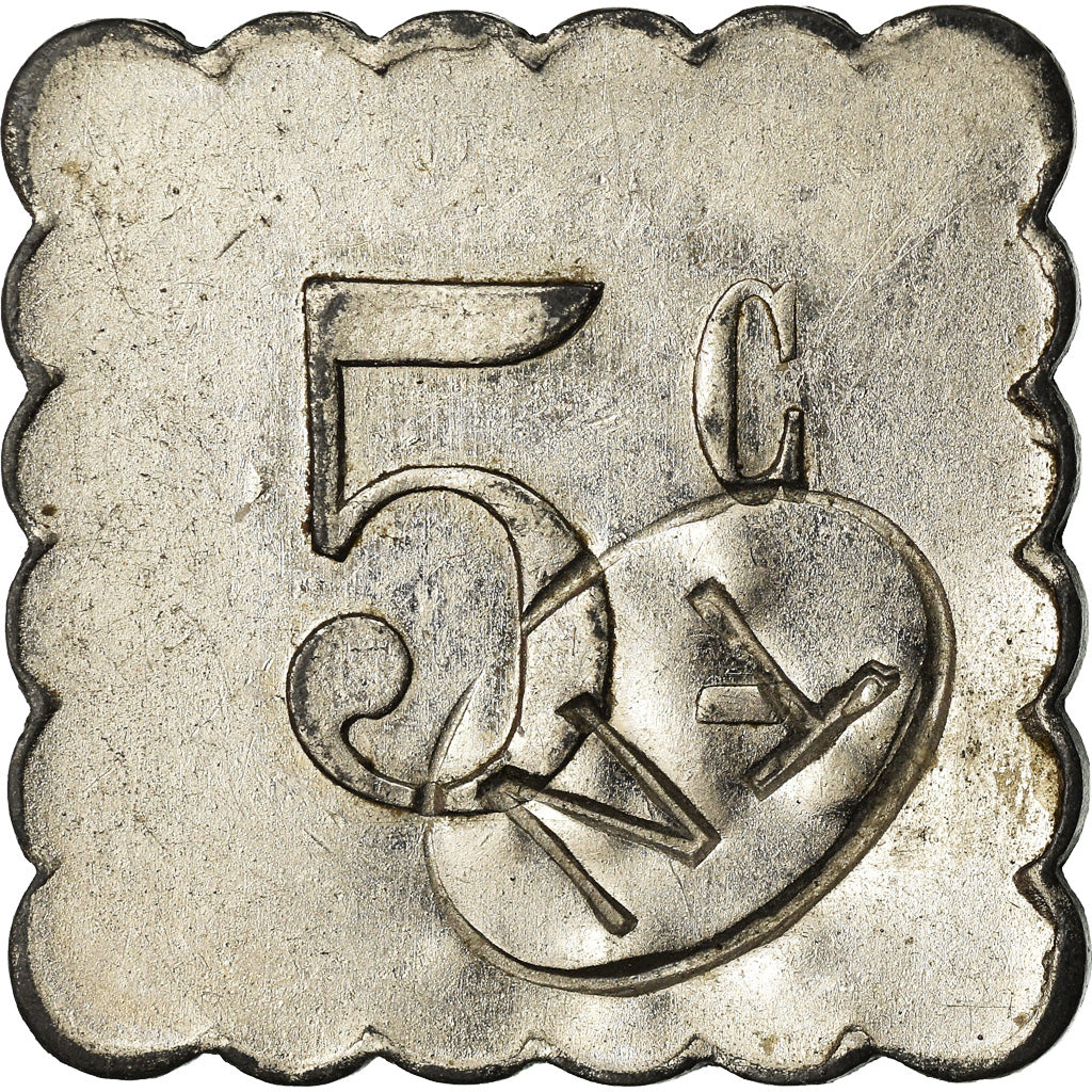 Moneda, Francia, Tramways, Nantes, 5 Centimes, MBC+, Nickel plated zinc