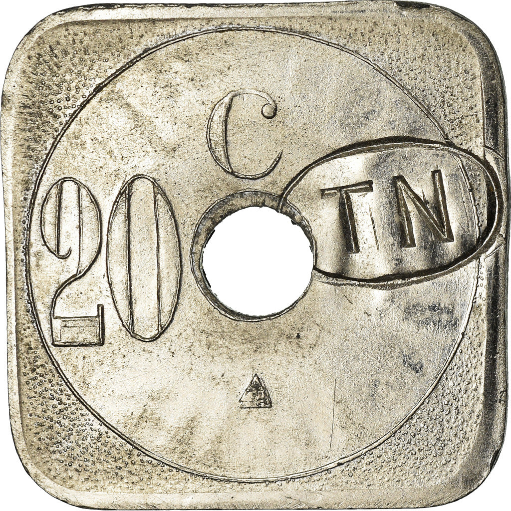 Moneda, Francia, Tramways, Nantes, 20 Centimes, EBC, Nickel plated zinc