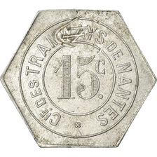 Moneta, Francia, Compagnie des Tramways, Nantes, 15 Centimes, BB+, Alluminio