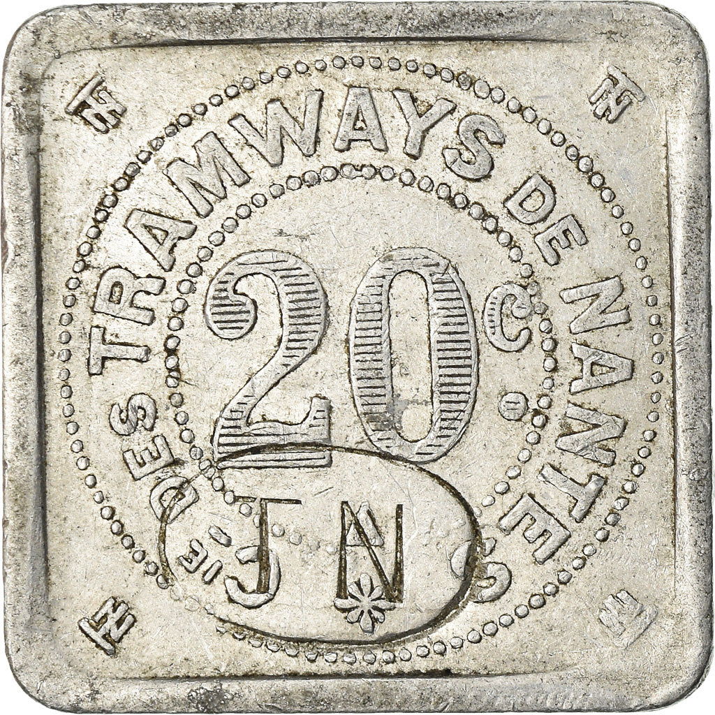 Coin, France, Compagnie des Tramways, Nantes, 20 Centimes, EF(40-45), Aluminium